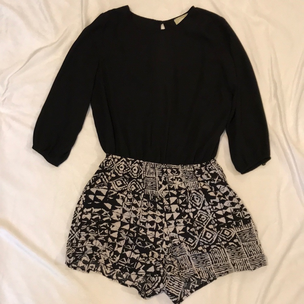 Classy Romper with Patterned Bottoms & Sheer Top